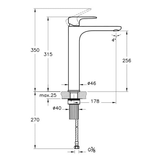 VitrA Root Round Tall Basin Mixer - Matt Black - A4270736VUK - Envy Bathrooms Ltd