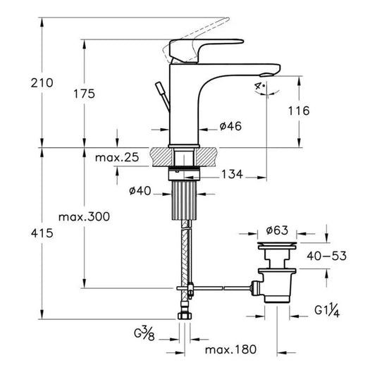 VitrA Root Round Basin Mixer With Waste Lever - Matt Black - A4272336VUK - Envy Bathrooms Ltd