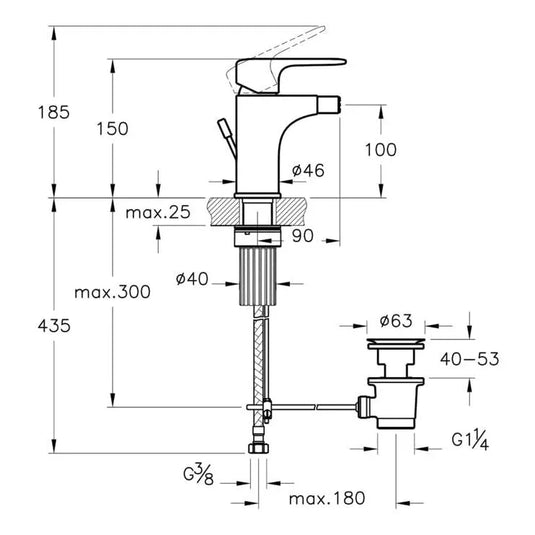 VitrA Root Round Bidet Mixer - Brushed Nickel - A4272434EXP - Envy Bathrooms Ltd