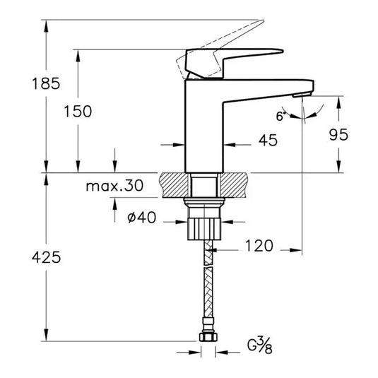 VitrA Root Square Compact Basin Mixer - Chrome - A42732VUK - Envy Bathrooms Ltd