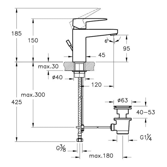 VitrA Root Square Compact Basin Mixer With Waste Lever - Brushed Nickel - A4273534VUK - Envy Bathrooms Ltd