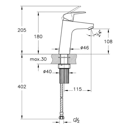 VitrA Flow Round Large Basin Mixer - Chrome - A42925VUK - Envy Bathrooms Ltd