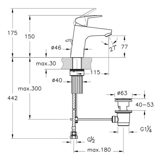 VitrA Flow Round Basin Mixer With Waste Lever - Chrome - A42929VUK - Envy Bathrooms Ltd