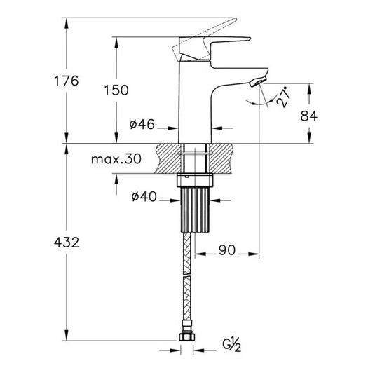 VitrA Flow Soft Basin Mixer - Chrome - A42988VUK - Envy Bathrooms Ltd