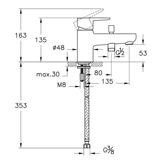 VitrA Flow Soft Monohole Bath/Shower Mixer - Matt Black - A4307336VUK - Envy Bathrooms Ltd