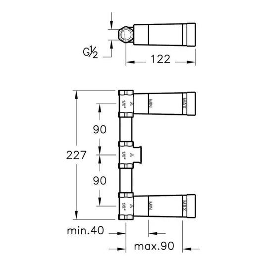 VitrA Origin Classic Concealed Part for 3TH Basin Mixers - A43465 - Envy Bathrooms Ltd