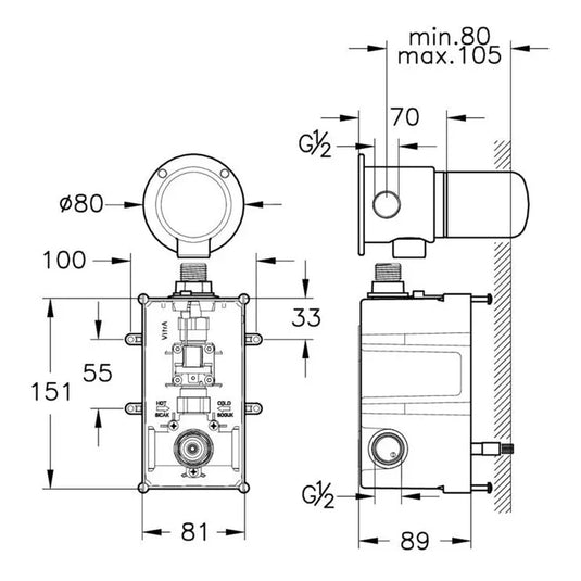 VitrA Origin Concealed Part for Touch-Free Basin Mixer - A47112 - Envy Bathrooms Ltd
