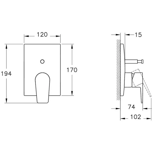 VitrA Flow Square Integrated Bath Mixer Valve - Matt Black - A4320836EXP - Envy Bathrooms Ltd