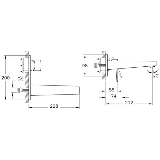 VitrA Flow Square Wall Mounted Basin Mixer - Chrome - A43180EXP - Envy Bathrooms Ltd