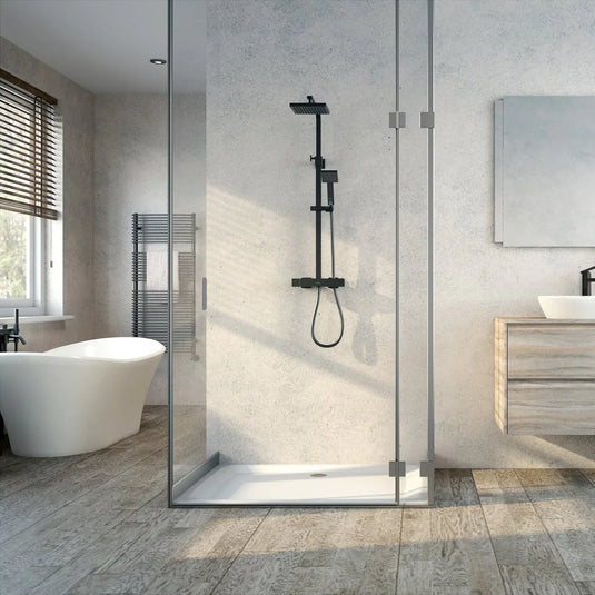 Aqualisa AQ Square Shower Column with Cool Touch for HP/Combi use - Matt Black - AQSQBAR2.MB - Envy Bathrooms Ltd