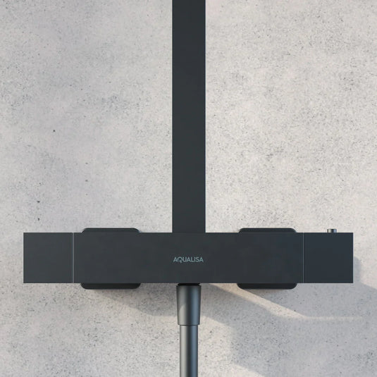 Aqualisa AQ Square Shower Column with Cool Touch for HP/Combi use - Matt Black - AQSQBAR2.MB - Envy Bathrooms Ltd
