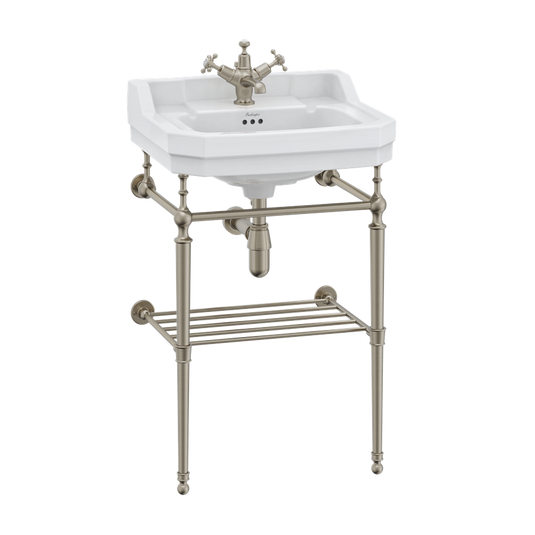 Burlington Optional Towel Rack for 56cm/58cm Basin Washstand Brushed Nickel | T22A-S-BNKL - Envy Bathrooms Ltd