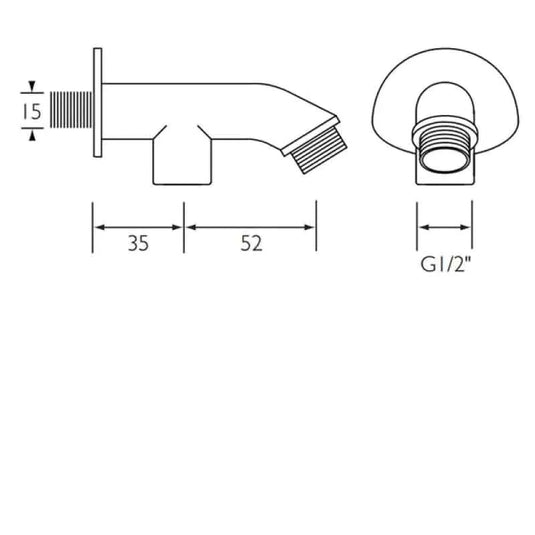 Bristan 87mm Exposed Shower Arm for Rigid Riser Chrome | 9042-C - Envy Bathrooms Ltd
