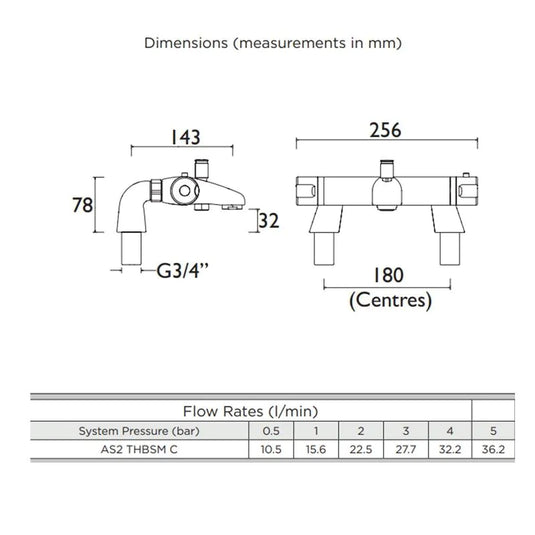 Bristan Assure Thermostatic Bath Shower Mixer Chrome | AS2 THBSM C - Envy Bathrooms Ltd