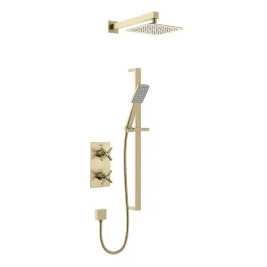 Bristan Cruzar Concealed Mixer Shower with Fixed Head & Flexible Riser Brushed Brass | CRU BB SHWR PK - Envy Bathrooms Ltd