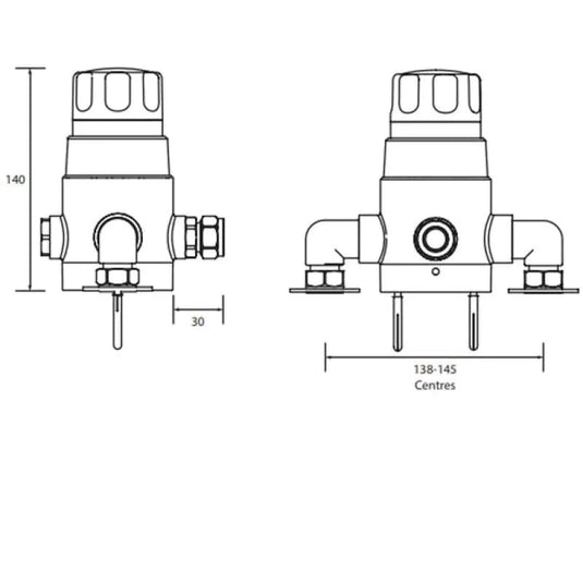 Bristan Gummers 15mm Thermostatic Exposed Mixing Valve No Shut-Off | TS1503ECP-2000-MK - Envy Bathrooms Ltd