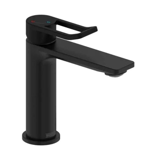 Bristan Saffron Eco Start Basin Mixer with Clicker Waste Black | SAF ES BAS BLK - Envy Bathrooms Ltd