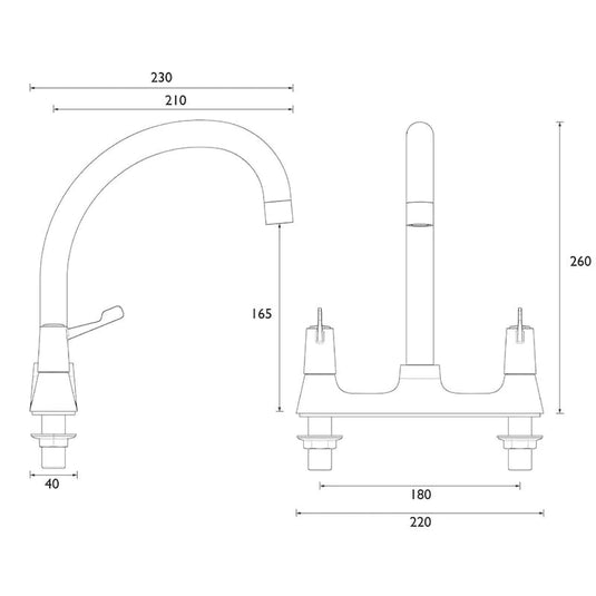 Bristan Value Lever Kitchen Mixer Chrome | VAL2 DSM C CD - Envy Bathrooms Ltd
