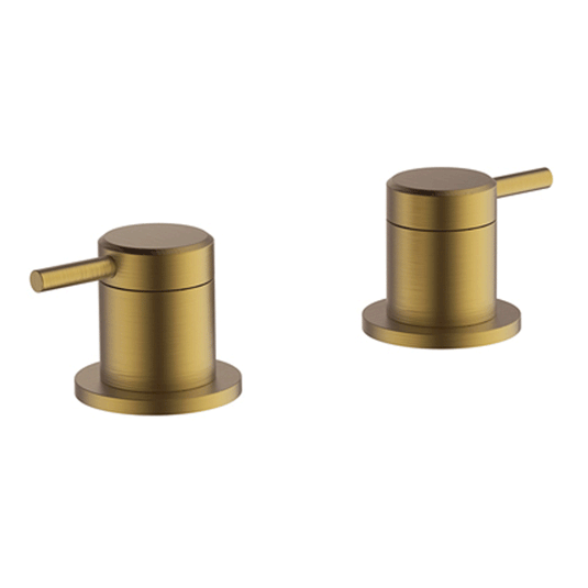 Britton Hoxton Deck Mounted Panel Valves with Valve Rough - Brushed Brass - Envy Bathrooms Ltd