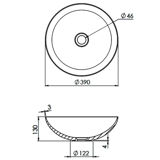 Britton Camberwell Round Sit-On Countertop Basin 390mm Wide - 0 Tap Hole - Envy Bathrooms Ltd