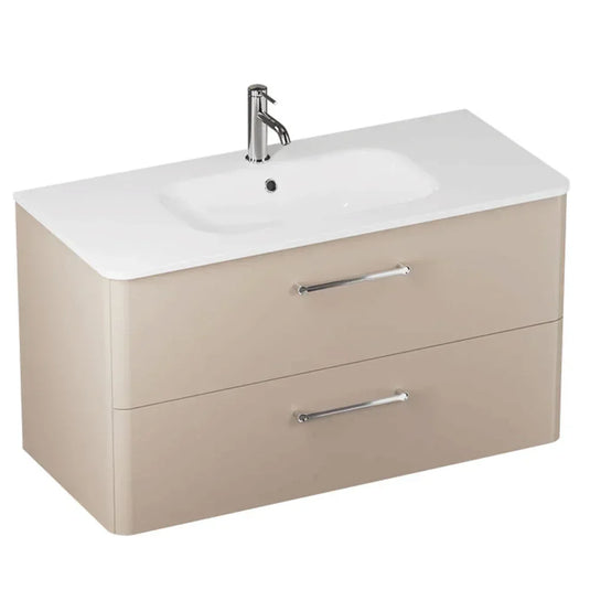 Britton Camberwell Wall Hung 2-Drawer Vanity Unit 1000mm Wide - Warm Beige - Envy Bathrooms Ltd