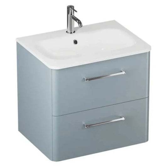 Britton Camberwell Wall Hung 2-Drawer Vanity Unit 600mm Wide - Dusty Blue - Envy Bathrooms Ltd
