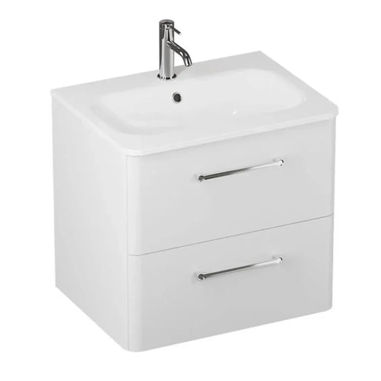 Britton Camberwell Wall Hung 2-Drawer Vanity Unit 600mm Wide - Frost White - Envy Bathrooms Ltd