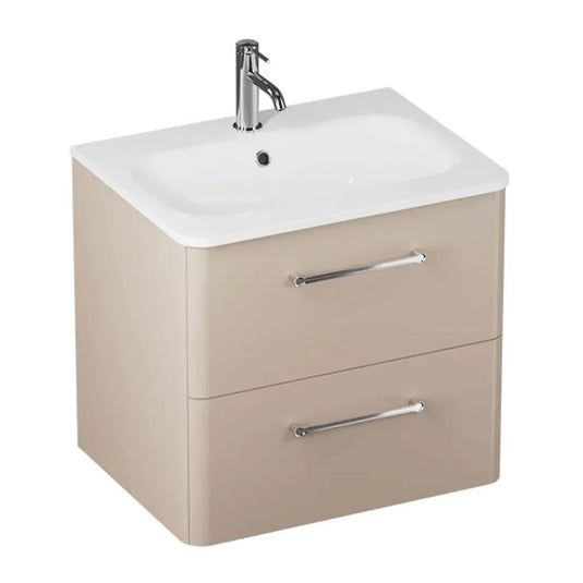 Britton Camberwell Wall Hung 2-Drawer Vanity Unit 600mm Wide - Warm Beige - Envy Bathrooms Ltd