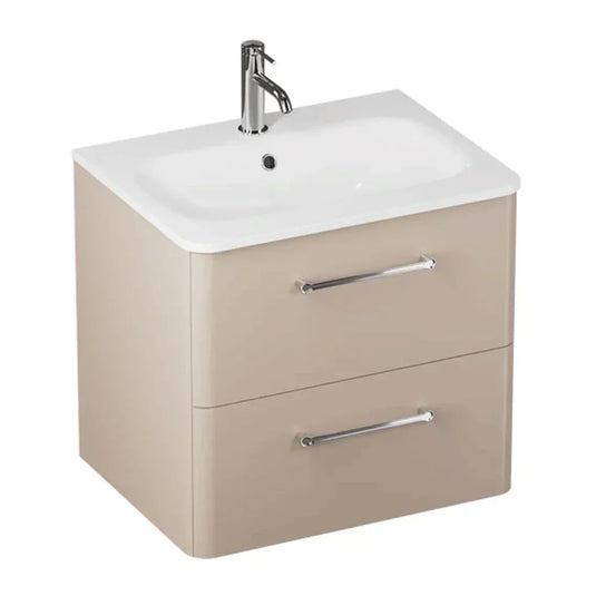 Britton Camberwell Wall Hung 2-Drawer Vanity Unit 600mm Wide - Warm Beige - Envy Bathrooms Ltd