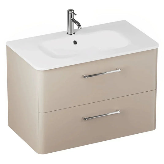 Britton Camberwell Wall Hung 2-Drawer Vanity Unit 800mm Wide - Warm Beige - Envy Bathrooms Ltd