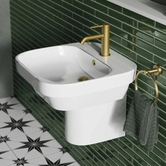 Britton Curve 2 450mm Wall Hung Basin - 1 Tap Hole - Envy Bathrooms Ltd