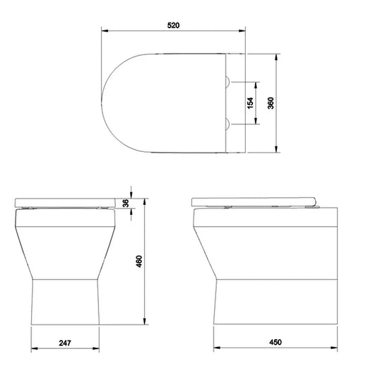 Britton Curve 2 Rimless Back To Wall Toilet Pan - Soft Close Seat - Envy Bathrooms Ltd