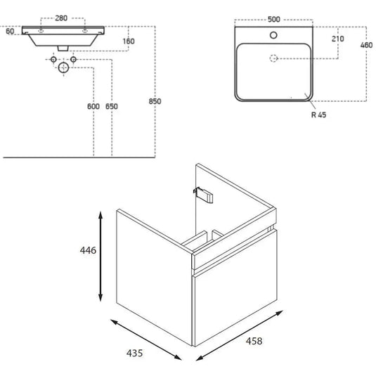 Britton Dalston 500mm Wall Hung 1 Drawer Vanity Unit - Matt Blue - DAL50B  - Envy Bathrooms Ltd