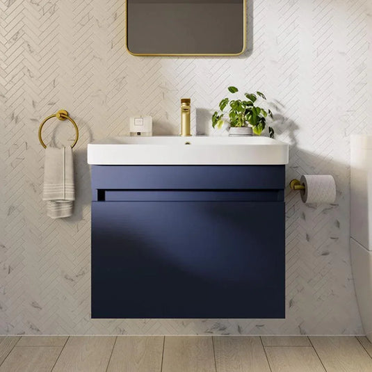 Britton Dalston 605mm Wall Hung 1 Drawer Vanity Unit - Matt Blue - DAL60B - Envy Bathrooms Ltd