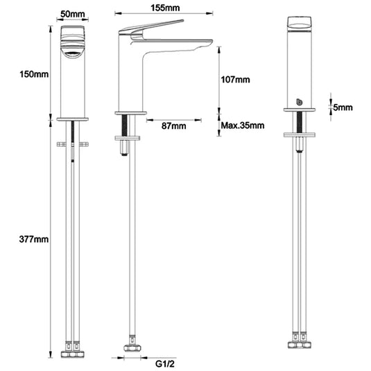 Britton Greenwich Single Lever Monobloc Basin Mixer Tap - Matt Black - Envy Bathrooms Ltd
