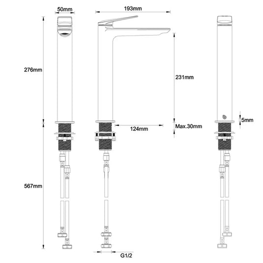 Britton Greenwich Single Lever Tall Basin Mixer Tap - Chrome - Envy Bathrooms Ltd