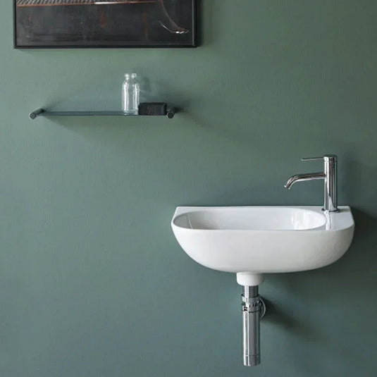 Britton Milan Right Handed Cloakroom Wall Hung Basin 478mm Wide - 1 Tap Hole - Envy Bathrooms Ltd
