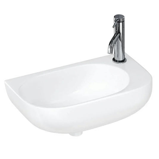 Britton Milan Right Handed Cloakroom Wall Hung Basin 478mm Wide - 1 Tap Hole - Envy Bathrooms Ltd