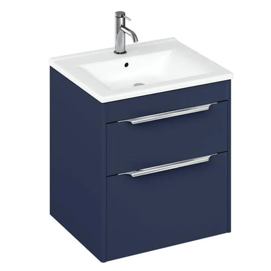 Britton Shoreditch 550mm Wall Hung 2-Drawer Vanity Unit - Matt Blue - S55DDB - Envy Bathrooms Ltd