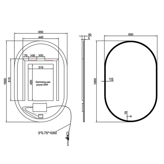 Britton Shoreditch Oval LED Bathroom Mirror 1000mm H x 650mm W - Illuminated - Chrome - Envy Bathrooms Ltd