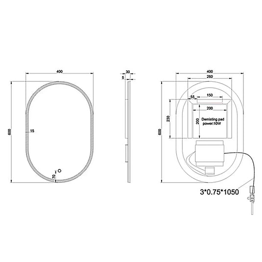 Britton Shoreditch Oval LED Bathroom Mirror 600mm H x 400mm W - Illuminated - Chrome - Envy Bathrooms Ltd