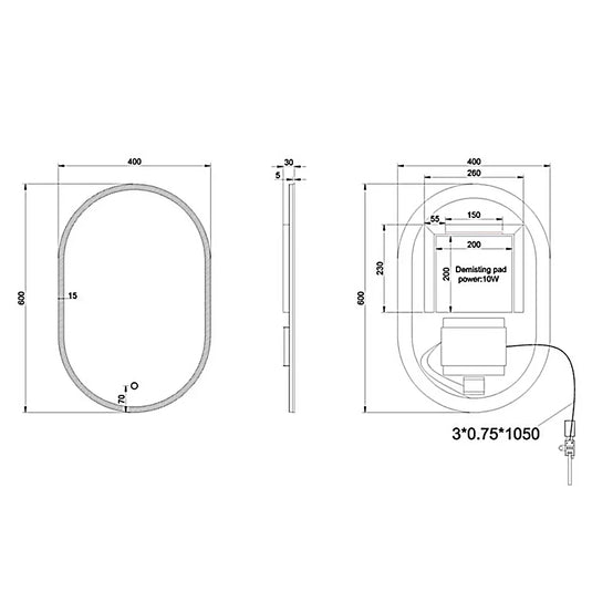 Britton Shoreditch Oval LED Bathroom Mirror 600mm H x 400mm W - Illuminated - Chrome - Envy Bathrooms Ltd