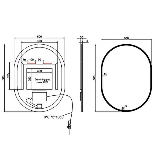 Britton Shoreditch Oval LED Bathroom Mirror 800mm H x 600mm W - Illuminated - Chrome - Envy Bathrooms Ltd