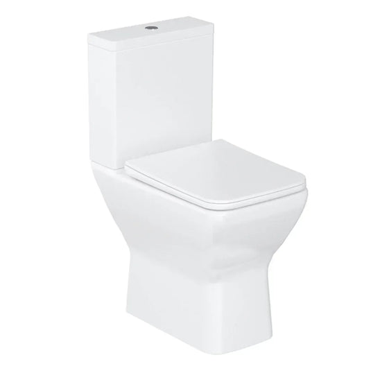 Britton Shoreditch Rimless Square Close Coupled Toilet Pan - Soft Close Seat - Envy Bathrooms Ltd
