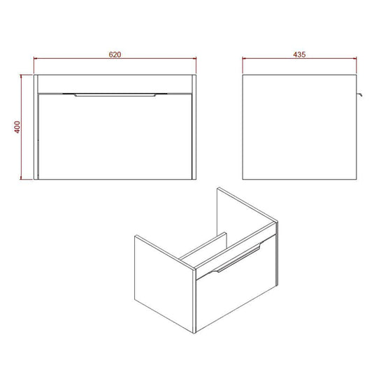 Britton Shoreditch Wall Hung 1-Drawer Vanity Unit 620mm Wide - Matt Blue - Envy Bathrooms Ltd
