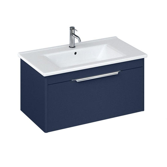 Britton Shoreditch Wall Hung 1-Drawer Vanity Unit 820mm Wide - Matt Blue - Envy Bathrooms Ltd