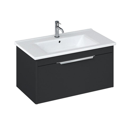 Britton Shoreditch Wall Hung 1-Drawer Vanity Unit 820mm Wide - Matt Grey - Envy Bathrooms Ltd