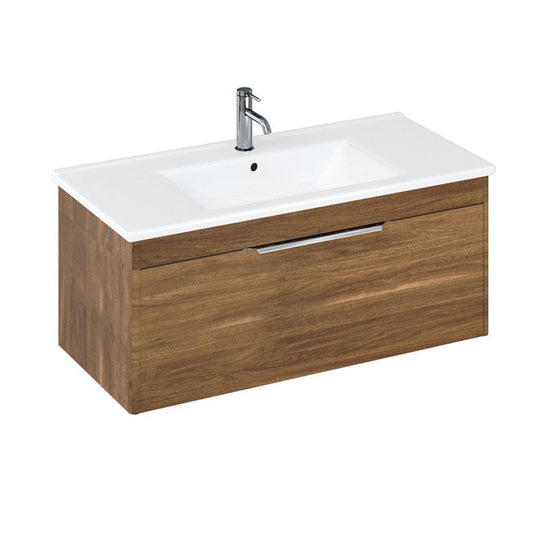 Britton Shoreditch Wall Hung 1-Drawer Vanity Unit 970mm Wide - Caramel - Envy Bathrooms Ltd