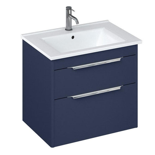 Britton Shoreditch Wall Hung 2-Drawer Vanity Unit 620mm Wide - Matt Blue - Envy Bathrooms Ltd