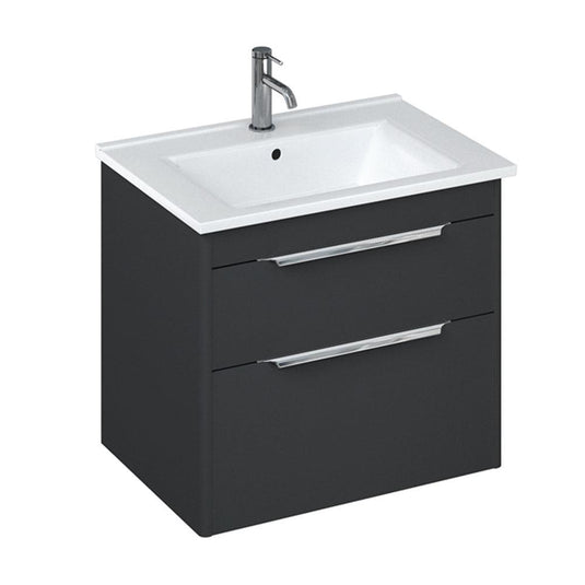 Britton Shoreditch Wall Hung 2-Drawer Vanity Unit 620mm Wide - Matt Grey - Envy Bathrooms Ltd